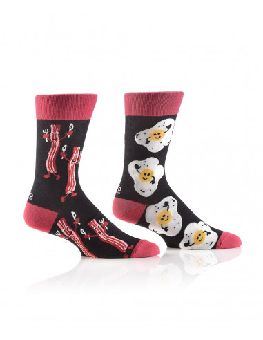 Men's Crew Sock, Bacon & Eggs Design