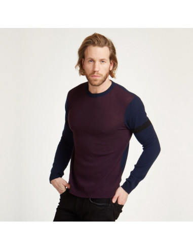 CASHMERE COLORBLOCK CREW with sleeve stripe