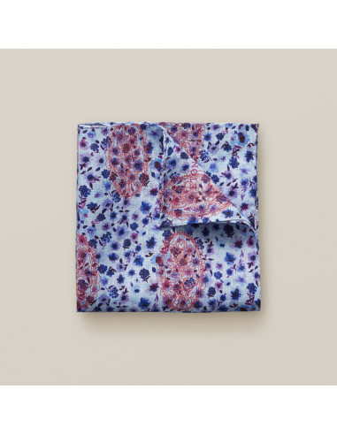 Blue floral linen pocket square