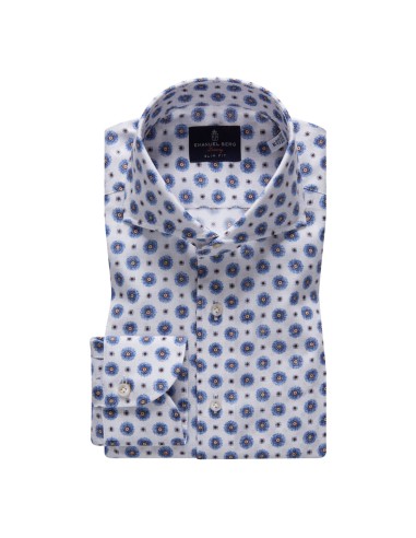 EXTRA FINE DOBBY PREMIUM LUXURY DRESS SHIRT -WHITE/BLUE